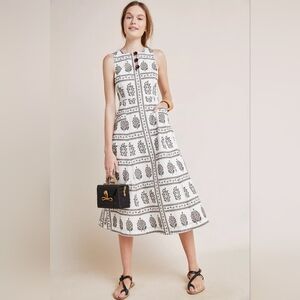 Anthropologie Woodblock Midi Dress Size 10